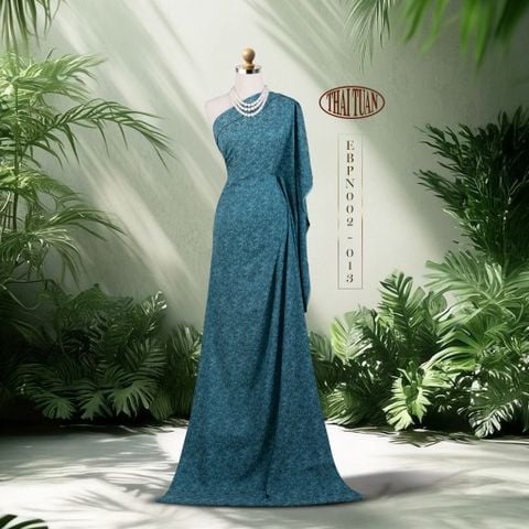 Vải Gấm Màu Xanh Họa Tiết Hoa Khổ 1m15 x 2m5 EBPN002013