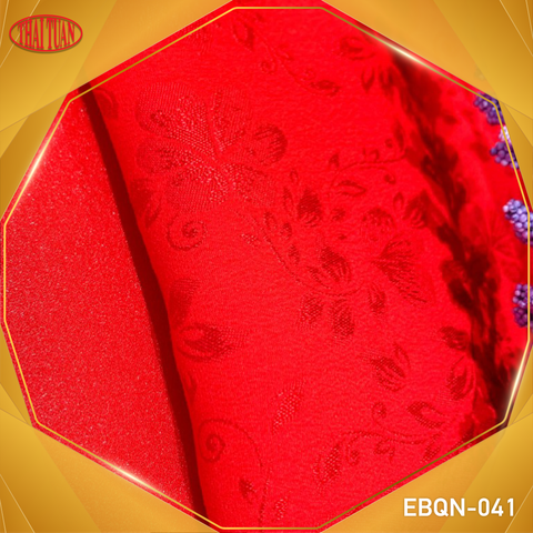 EBQN001041 Vải Hoa Co Giãn Màu Đỏ Tươi Khổ 1m15 Dài 1m1