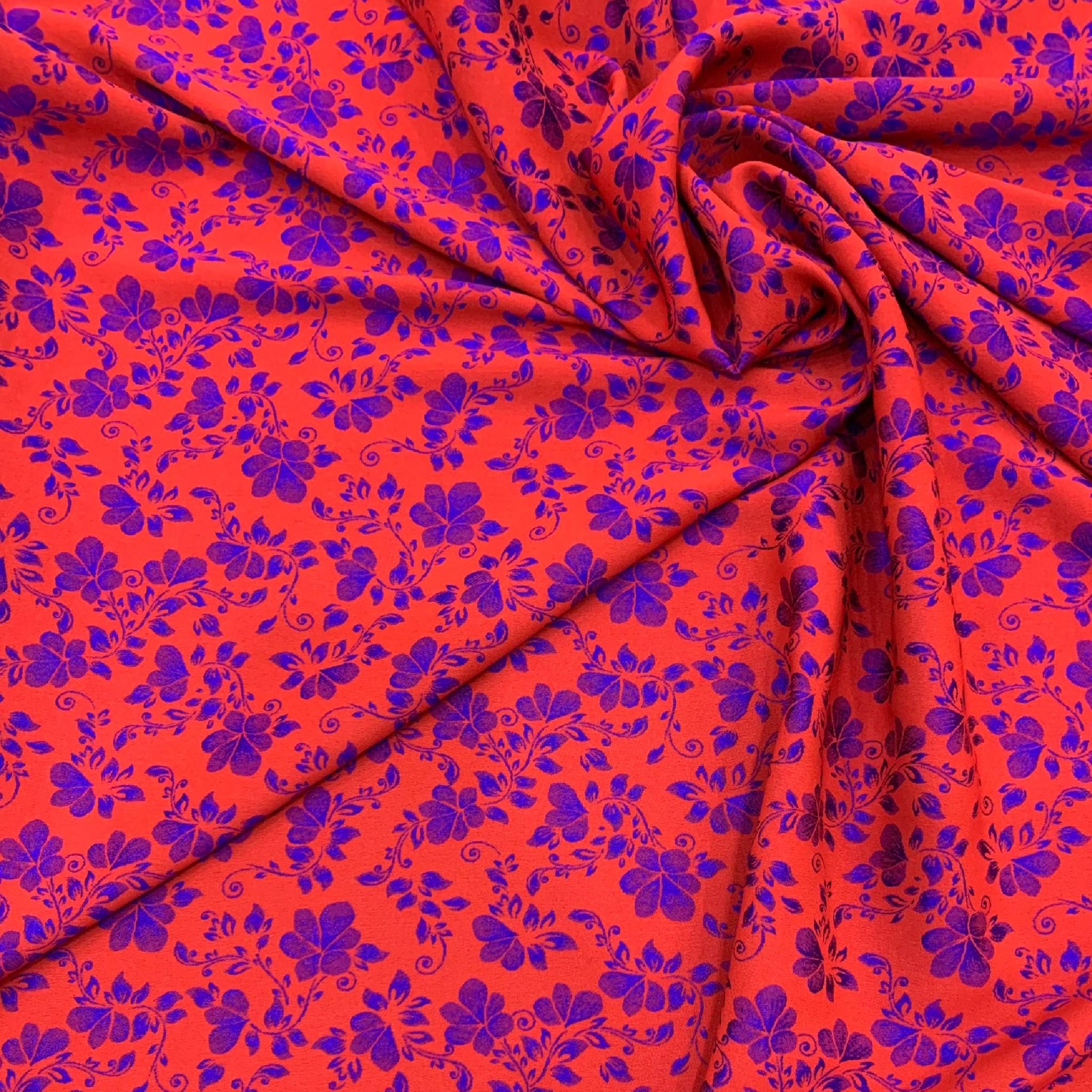 EBQN001031 Vải Hoa Co Giãn Màu Đỏ Khổ 1m15 Dài 1m1