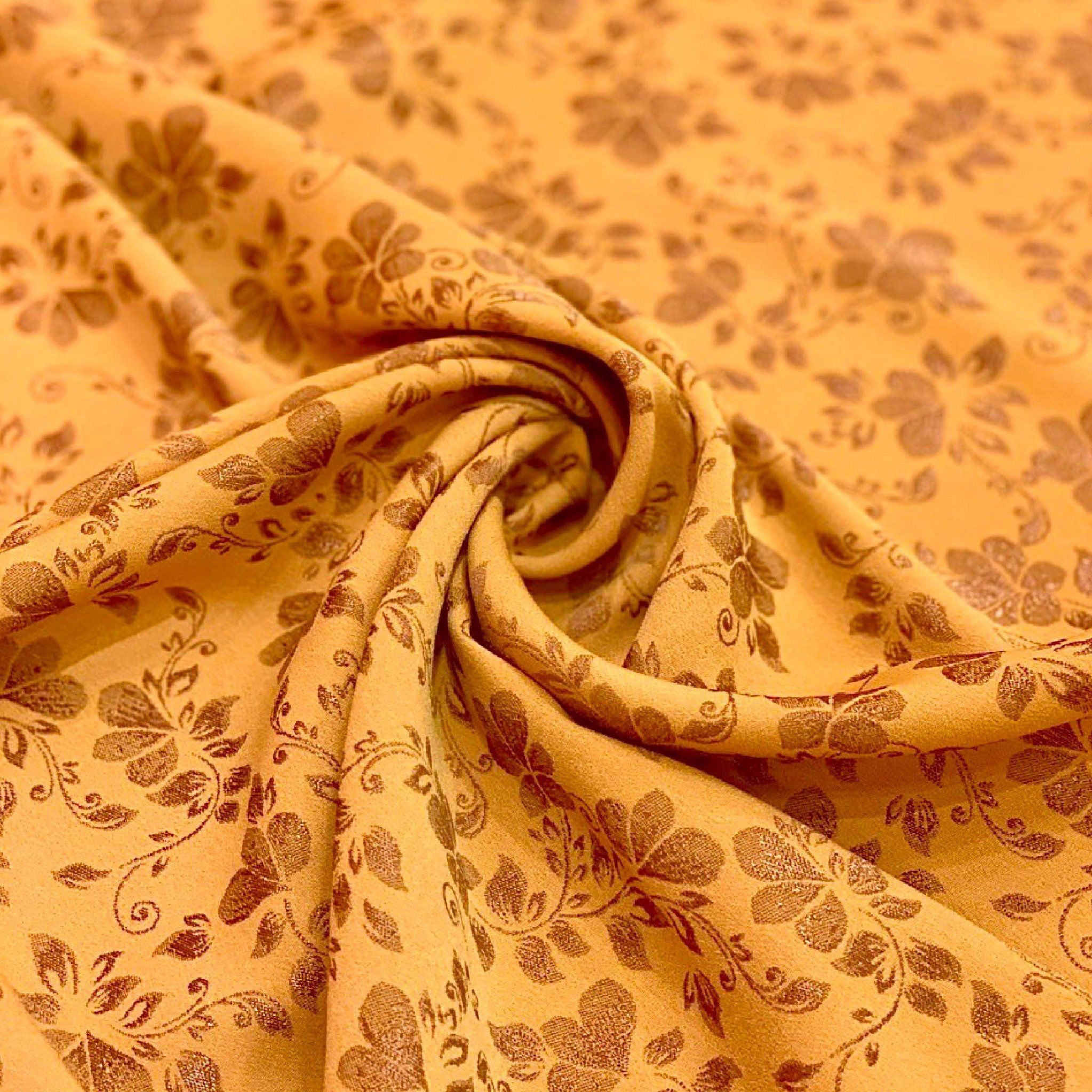 EBQN001078 Vải Hoa Co Giãn Màu Vàng Khổ 1m15 Dài 1m1