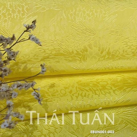 EBUN001002 Vải Gấm Hoa Văn Co Giãn Màu Vàng Khổ 1m15 x 2m5