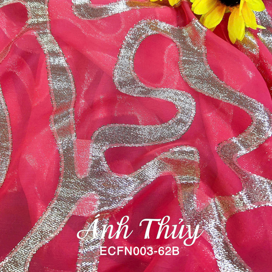 ECFN00362B Tơ Tằm Họa Tiết Màu Đỏ Hồng 1m15 Dài 2m5