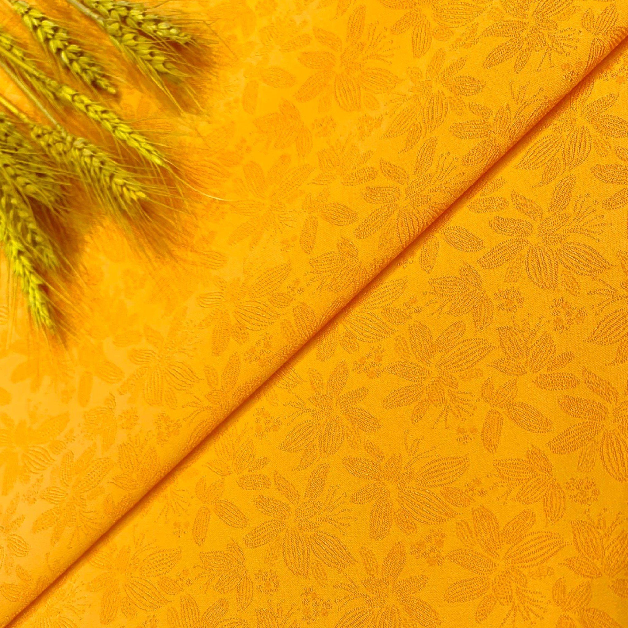 ECYN001039 Vải Gấm Hoa Văn Co Giãn Màu Vàng Ánh Cam