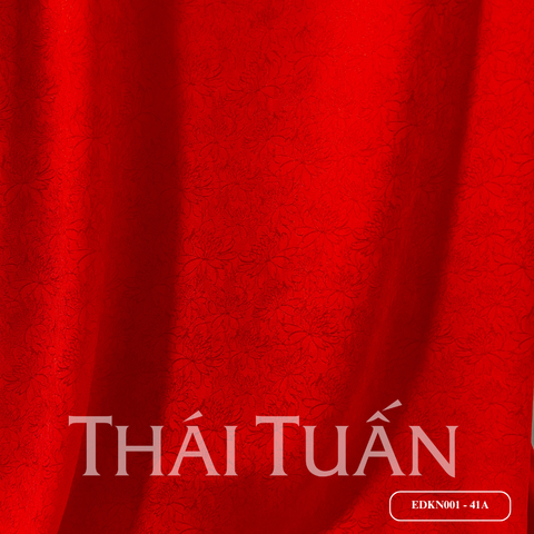 EDKN001-41A Tơ Tằm Lộc Xuân Màu Đỏ Tươi Khổ 1m15 x 2m5