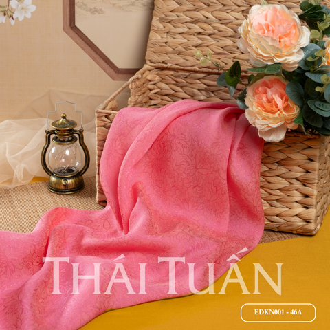 EDKN001-46A Tơ Tằm Lộc Xuân Màu Hồng Khổ 1m15 x 2m5