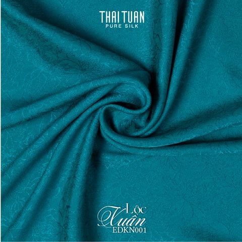 EDKN001-57A Tơ Tằm Lộc Xuân Màu Xanh Khổ 1m15 x 2m5