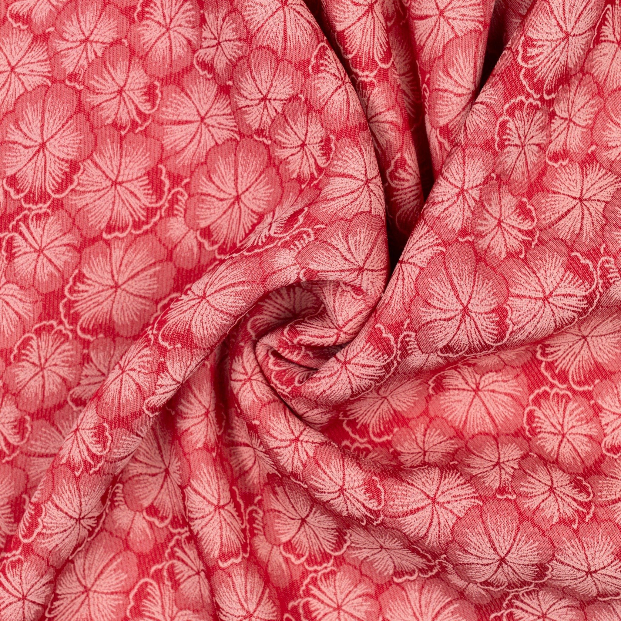 Vải Gấm Màu Hồng Đỏ Họa Tiết Hoa Khổ 1m15 x 2m5 EFWN002031
