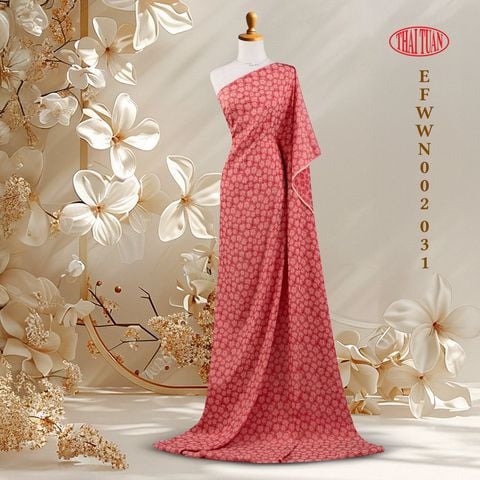 Vải Gấm Màu Hồng Đỏ Họa Tiết Hoa Khổ 1m15 x 2m5 EFWN002031