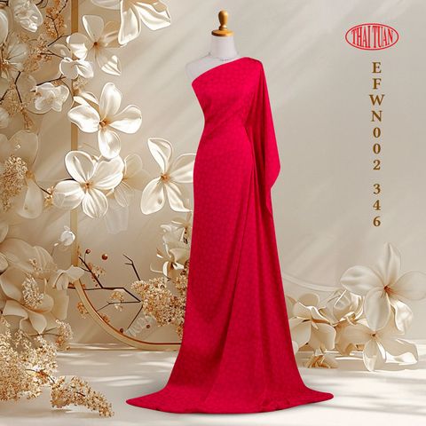 EFWN002-346 Vải Gấm Màu Đỏ Họa Tiết Hoa Khổ 1m15 x 2m5