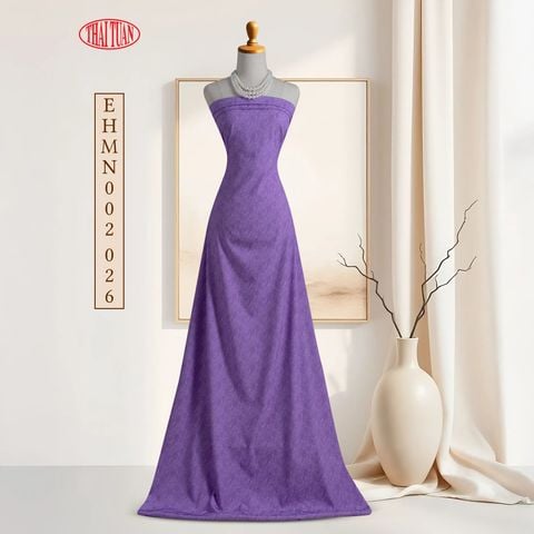 EHMN002-026 Vải Gấm Hoa Co Giãn Màu Tím Khổ 1m15 x 2m6