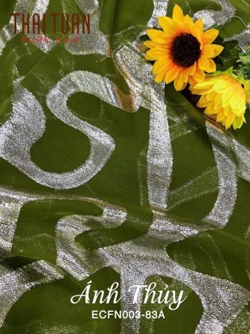 ECFN00338A Tơ Tằm Họa Tiết Màu Xanh 1m15 Dài 2m5