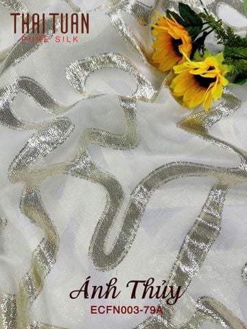 ECFN00379A Tơ Tằm Họa Tiết Màu Trắng 1m15 Dài 2m5