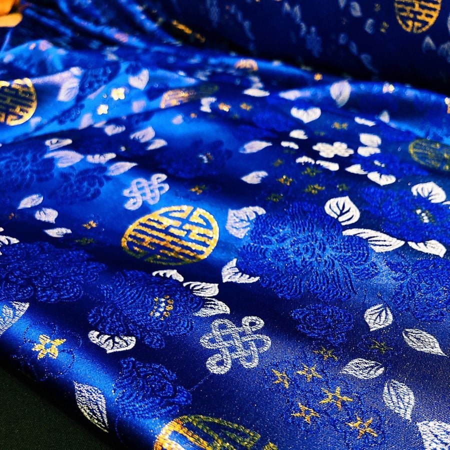 Vải Gấm Thiên Phúc Co Giãn Màu Xanh Khổ 1m5 x 2m5 DYJL001036