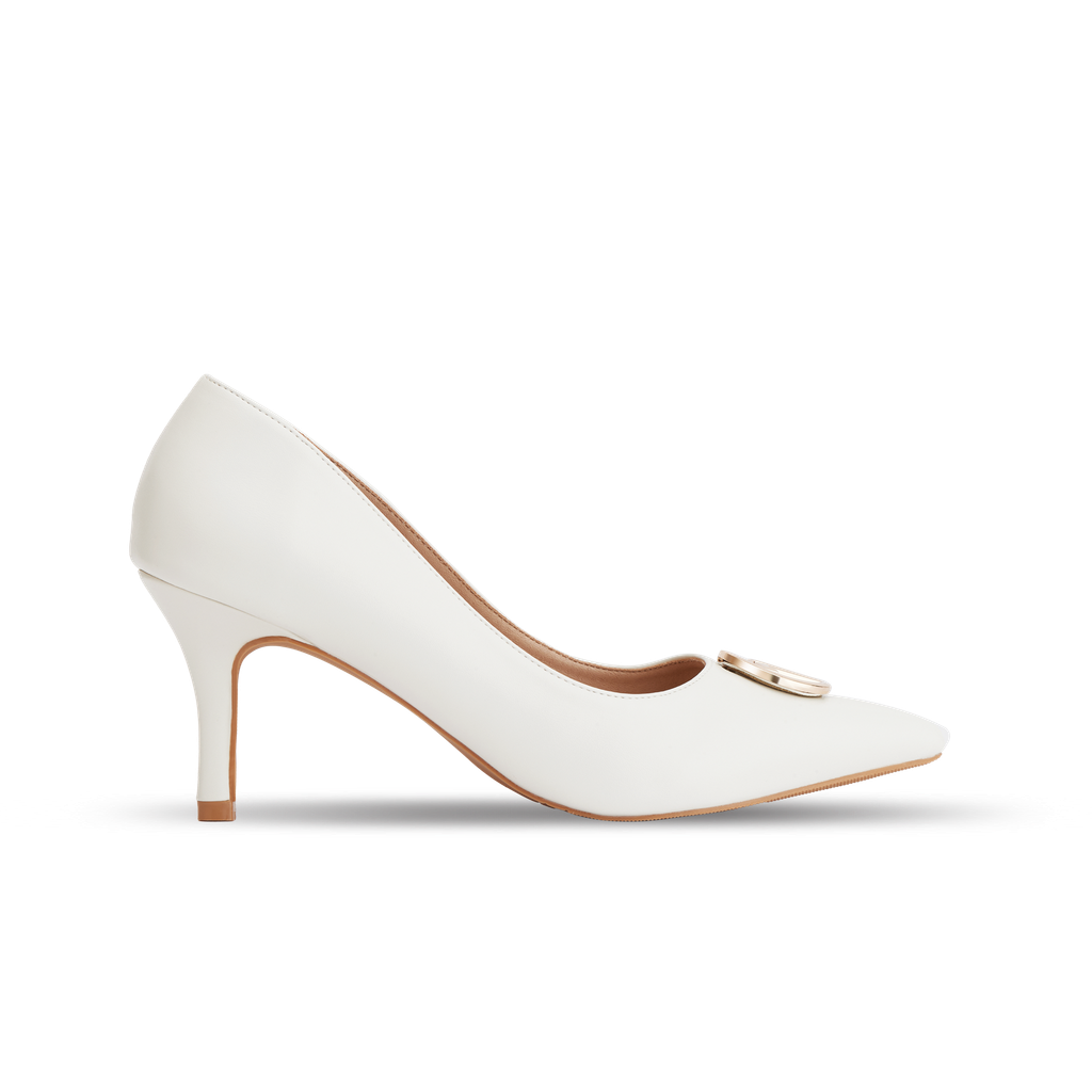 Giày Cao Gót Bít Mũi Nhọn Màu Trắng MNS0001WHT