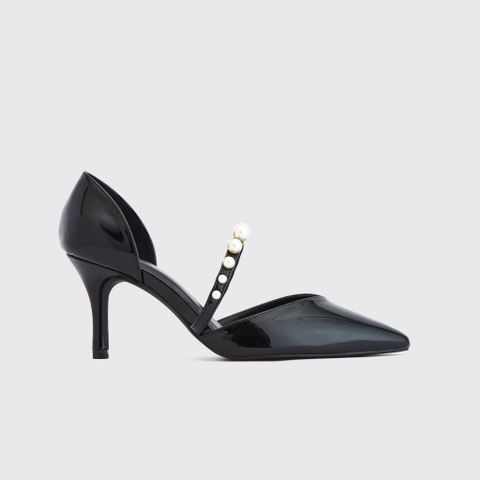 MNS0004BLK Giày Bít Cao Gót Mũi Nhọn Slingback Màu Đen