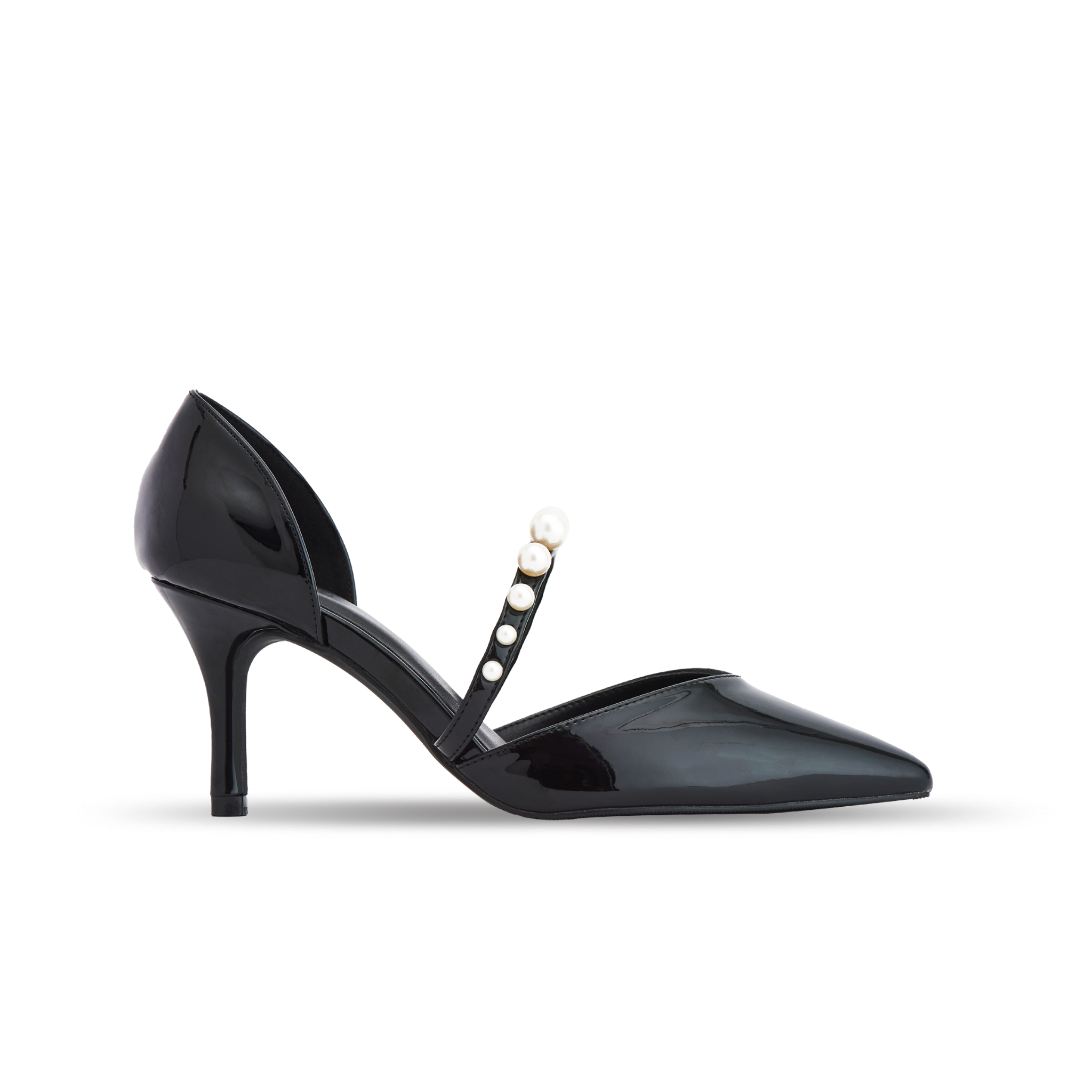 MNS0004BLK Giày Bít Cao Gót Mũi Nhọn Slingback Màu Đen