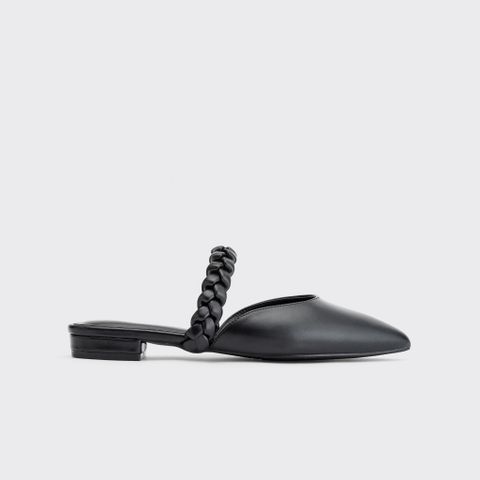 MNS0010BLK Giày Mules Bít Mũi Nhọn Màu Đen