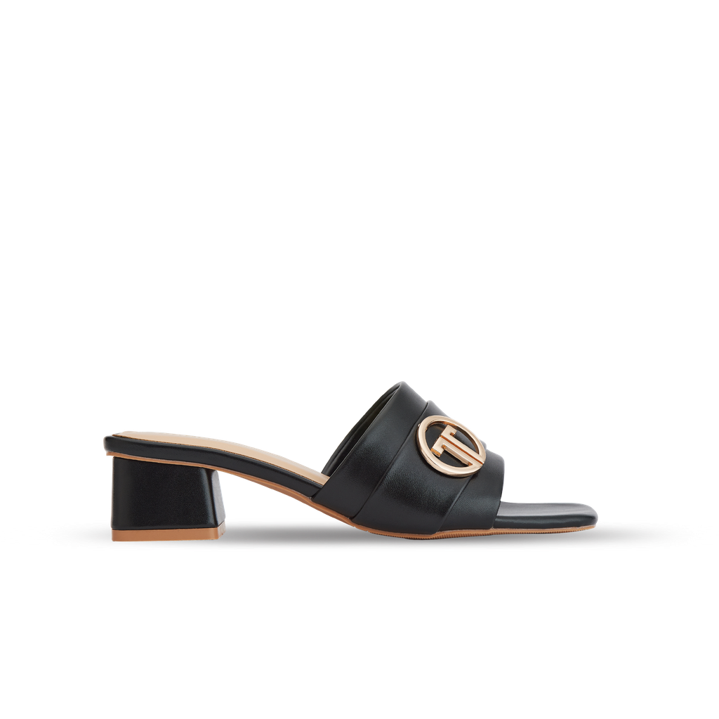 Guốc Mules Quai Ngang Màu Đen MNS0014BLK