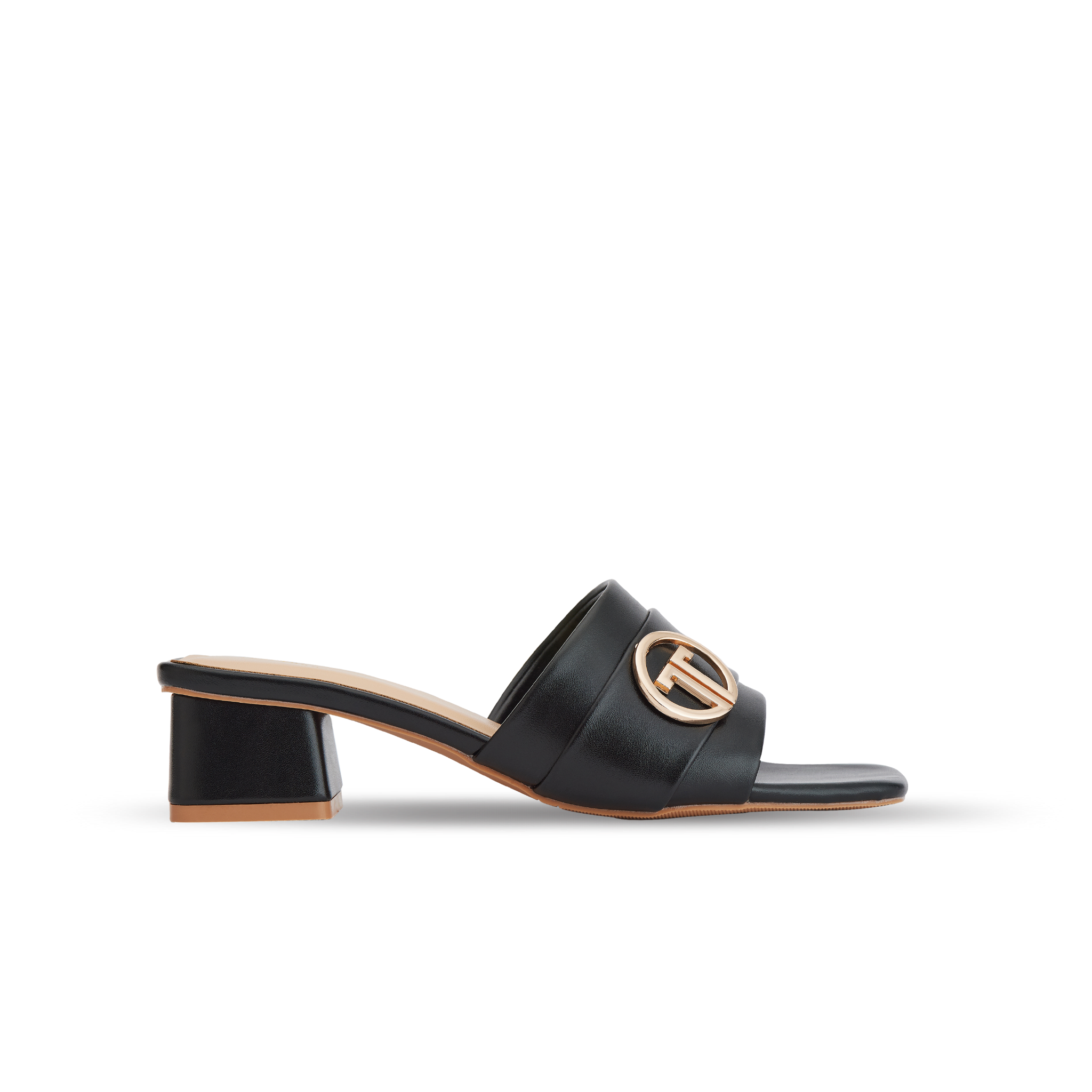 Guốc Mules Quai Ngang Màu Đen MNS0014BLK