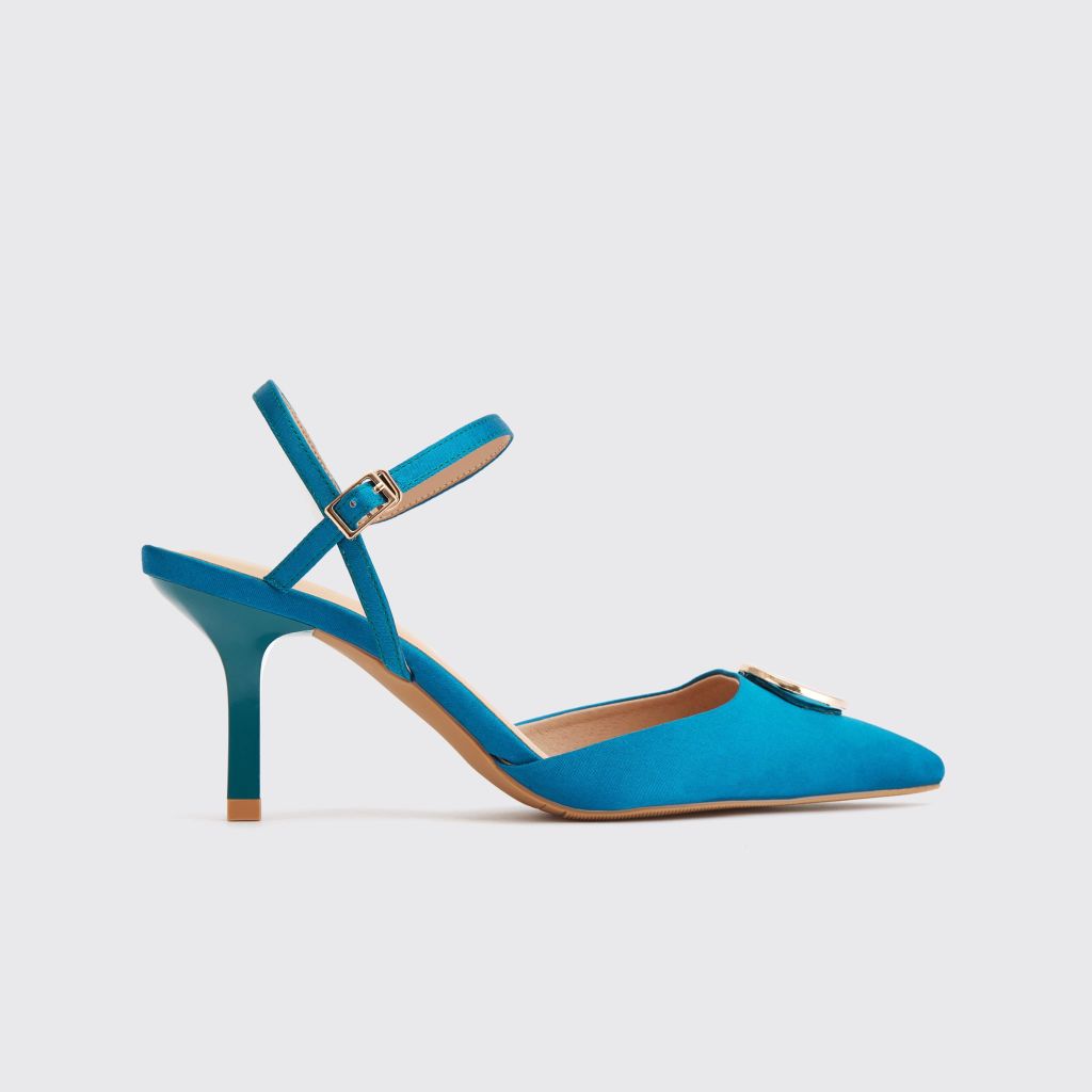 Giày Sandal Mũi Vuông Quai Hậu Màu Xanh Teal MNS0015TEL