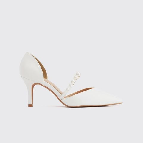 MNS0004WHT Giày Bít Cao Gót Mũi Nhọn Slingback Màu Trắng