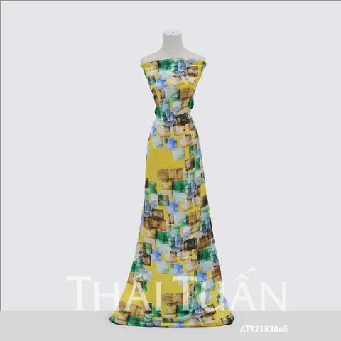 ATT2183045 Vải Tơ Tằm In Họa Tiết Mùa Vàng Khổ 1m15 Dài 1m1