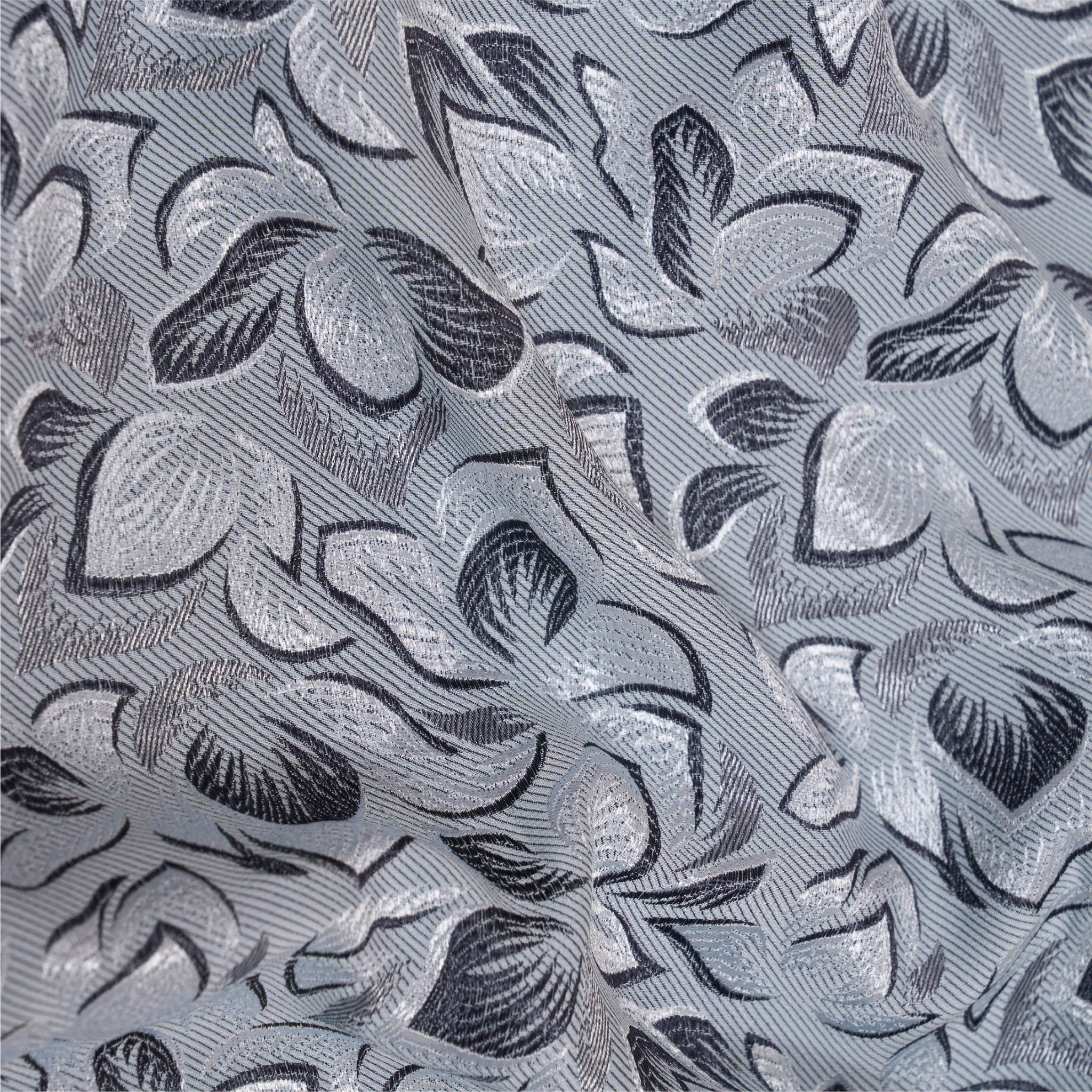 DXYN001011 Vải Áo Dài Gấm Thêu Hoa Xám Ghi Khổ 1m15 x 2m5