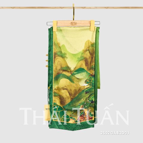 2S02GAB2D01 Khăn Choàng Chữ Nhật 2 Lớp In Hoa Văn