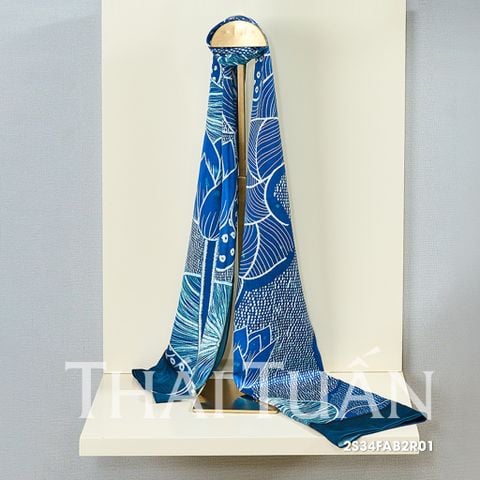 2S34FAB2R01 Khăn Choàng Chữ Nhật 1 Lớp In Hoa Văn