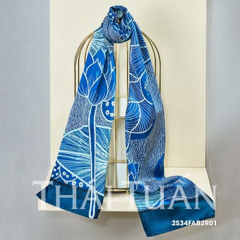 2S34FAB2R01 Khăn Choàng Chữ Nhật 1 Lớp In Hoa Văn