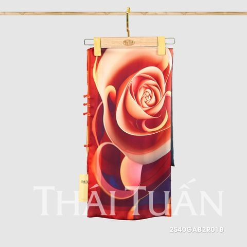 2S40GAB2R01B Khăn Choàng Chữ Nhật 2 Lớp In Hoa Văn
