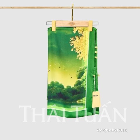 2S59HAB2R01B Khăn Choàng Chữ Nhật 2 Lớp In Hoa Văn