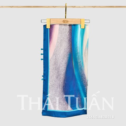 2S68GAB2R01B Khăn Choàng Chữ Nhật 2 Lớp In Hoa Văn