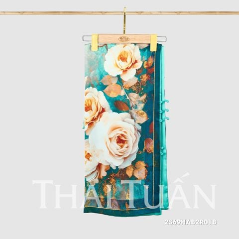 2S69HAB2R01B Khăn Choàng Chữ Nhật 2 Lớp In Hoa Văn