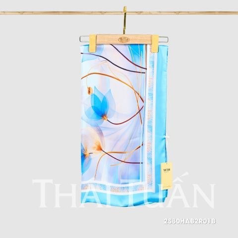 2S80HAB2R01B Khăn Choàng Chữ Nhật 2 Lớp In Hoa Văn