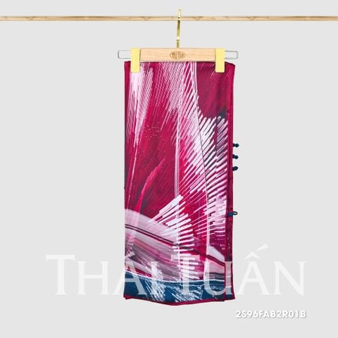 2S96FAB2R01B Khăn Choàng Chữ Nhật 1 Lớp In Hoa Văn
