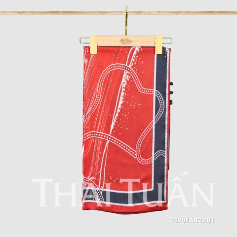 2S98FAB2R01 Khăn Choàng Chữ Nhật 2 Lớp In Hoa Văn