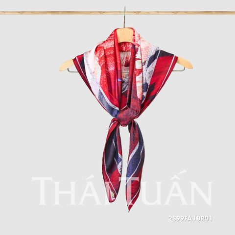 2S99FA10R01 Khăn Choàng Vuông 1 Lớp In Hoa Văn