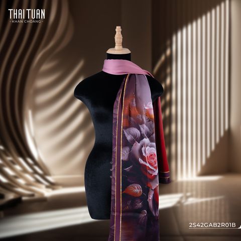 Khăn Choàng Chữ Nhật 2 Lớp In Hoa Văn 55x180cm 2S42GAB2R01B