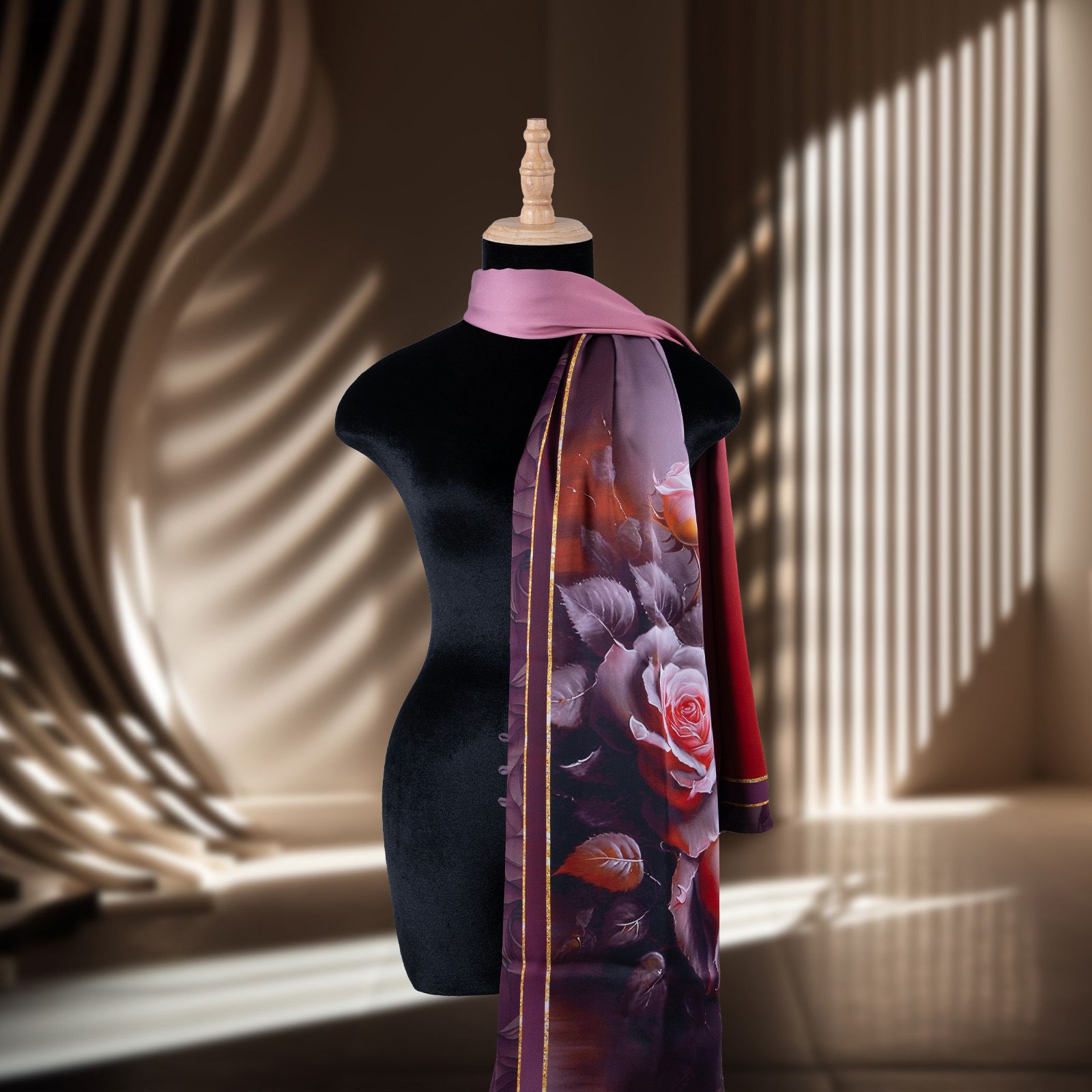 Khăn Choàng Chữ Nhật 2 Lớp In Hoa Văn 55x180cm 2S42GAB2R01B