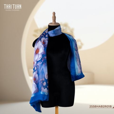 2S58HAB2R01B Khăn Choàng Chữ Nhật 2 Lớp In Hoa Văn