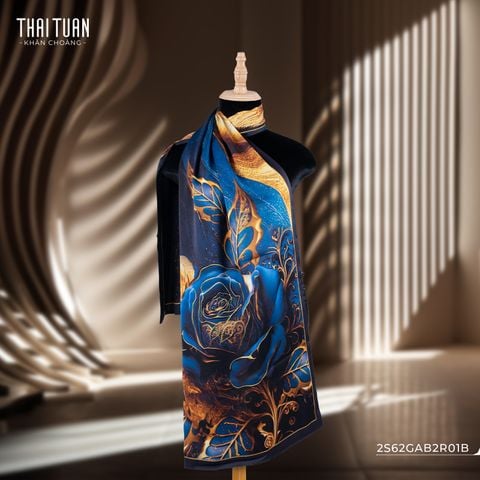 2S62GAB2R01B Khăn Choàng Chữ Nhật 2 Lớp In Hoa Văn