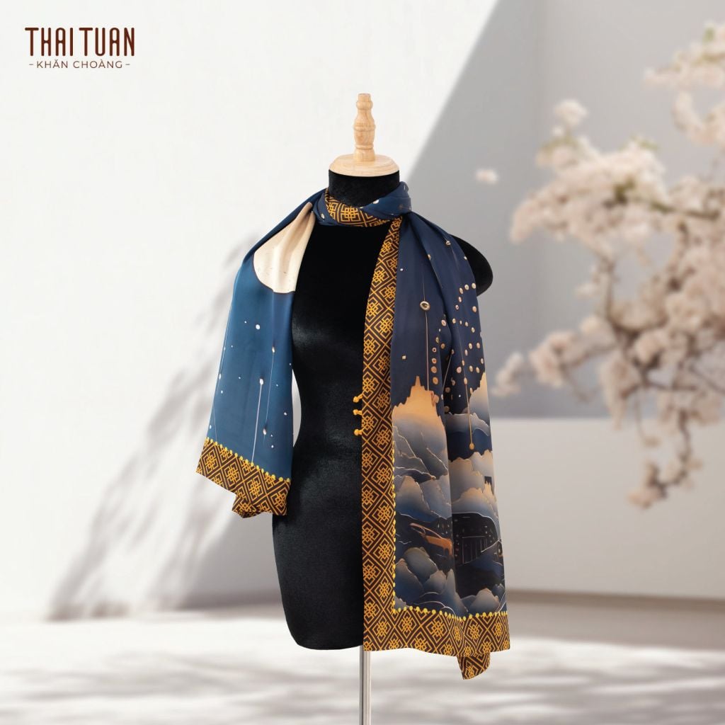 Khăn Choàng Chữ Nhật 2 Lớp In Hoa Văn 55x180cm 2S70HAB2R01B