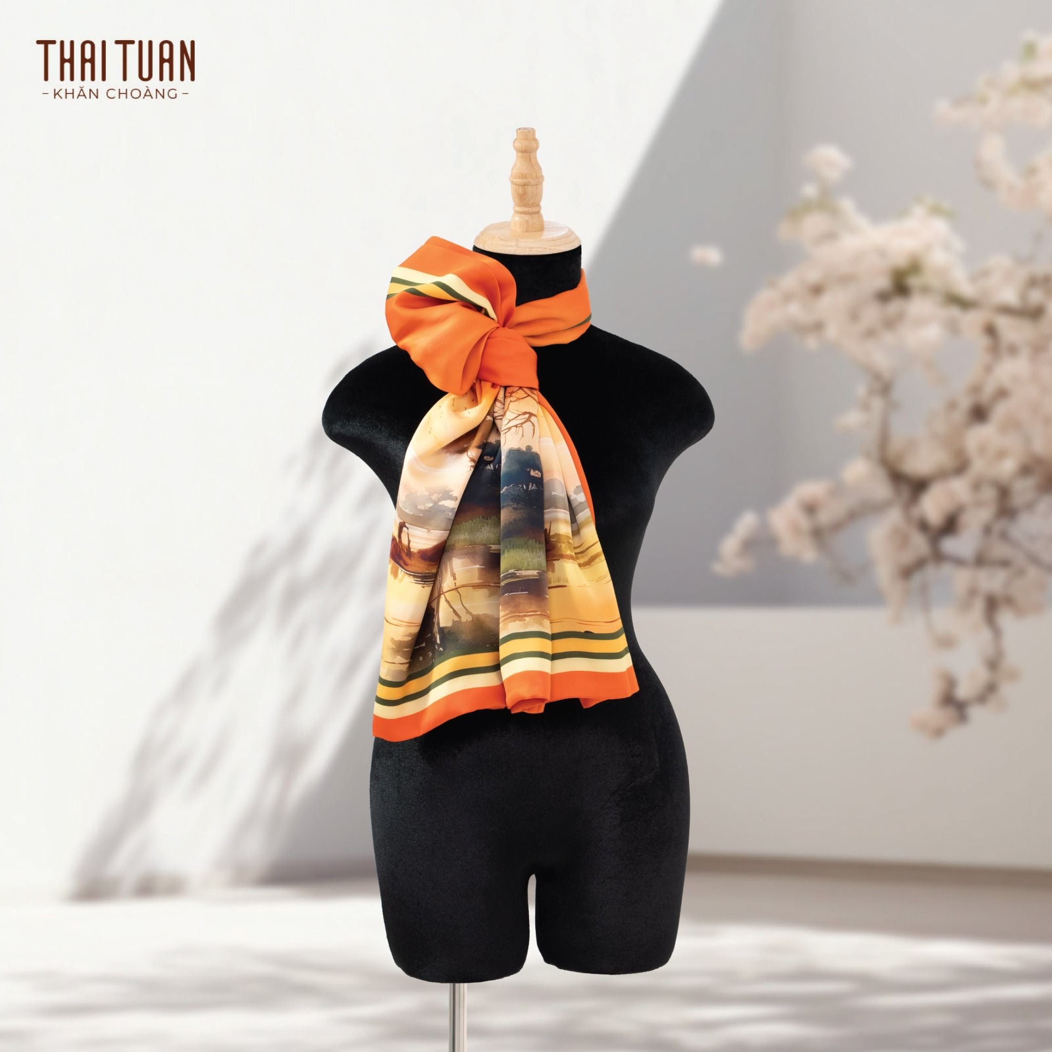 Khăn Choàng Chữ Nhật 2 Lớp In Hoa Văn 55x180cm 2S89IAB2R01B