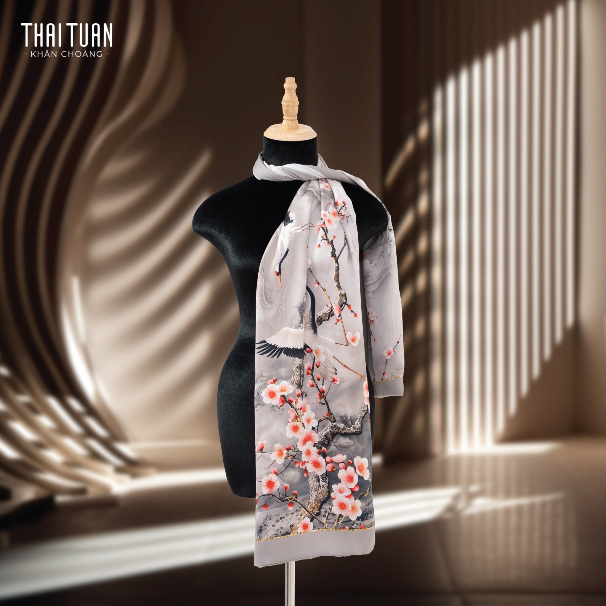 Khăn Choàng Chữ Nhật 2 Lớp In Hoa Văn 55x180cm 2S81JAB2R01B