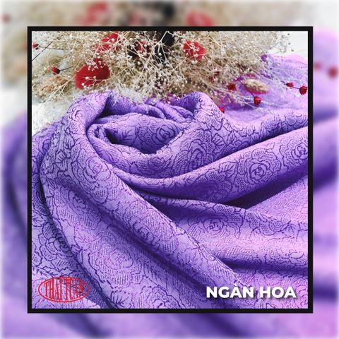 DWGN002026 Gấm Ngàn Hoa Màu Tím Khổ 1m15 Dài 2m2