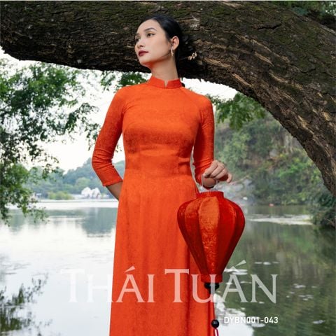 DYBN001043 Vải Gấm Hoa Mỹ Họa Tiết Đỏ Cam Khổ 1m15 x 2m5