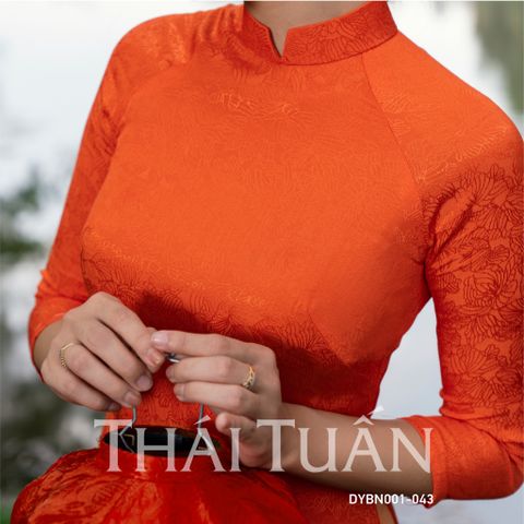 DYBN001043 Vải Gấm Hoa Mỹ Họa Tiết Đỏ Cam Khổ 1m15 x 2m5