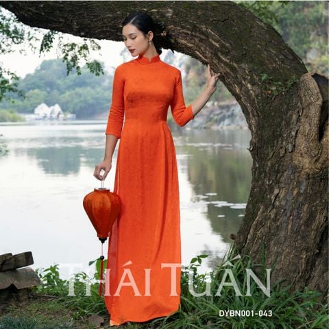 DYBN001043 Vải Gấm Hoa Mỹ Họa Tiết Đỏ Cam Khổ 1m15 x 2m5