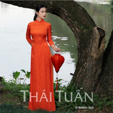 DYBN001043 Vải Gấm Hoa Mỹ Họa Tiết Đỏ Cam Khổ 1m15 x 2m5